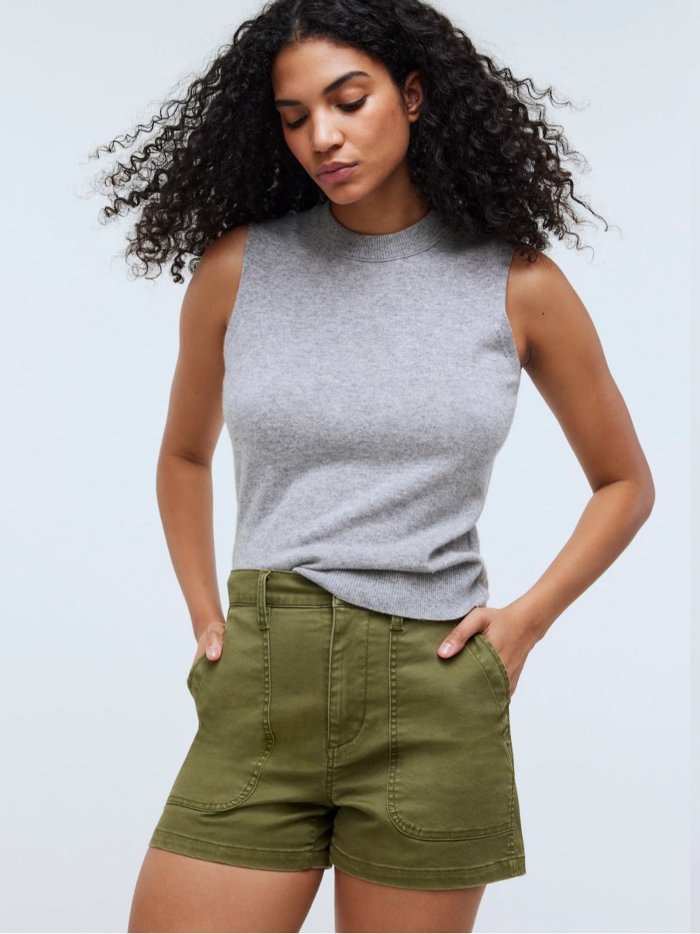 Madewell Perfect Vintage Fatigue Short, Size 27, Desert Olive